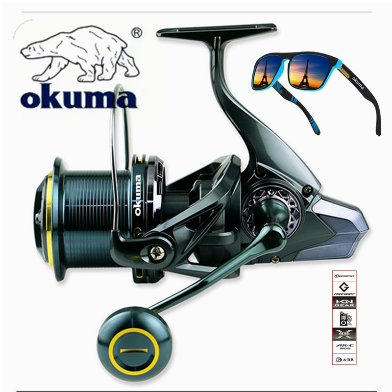 Reel Drag Knob - OKUMA Angelrolle 9000-14000 Metall-Weitwurfrolle mit Führungsstangenstruktur,